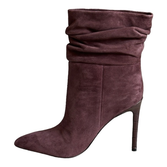 Marc Fisher Ankle Boot 9 NWOB Burgundy Rayya Stiletto Slouchy Leather Point Toe - Picture 5 of 11